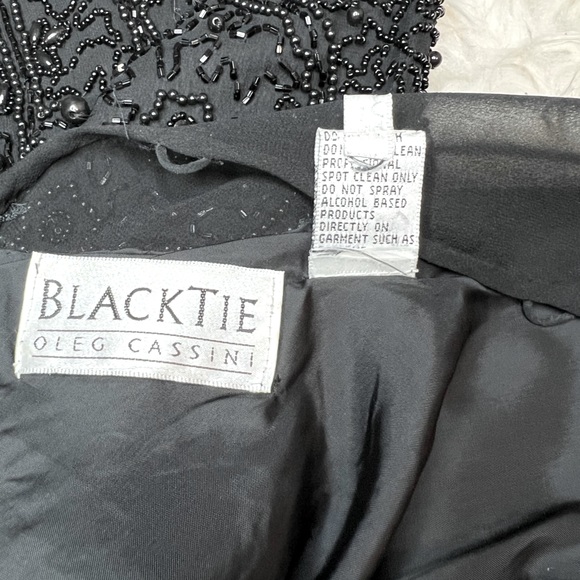 Oleg Cassini Black Tie Vintage‎ Mesh and Beaded Black Evening Mini Dress Size 8 - Picture 6 of 8